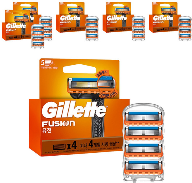 질레트 정품 퓨전 매뉴얼 면도날, 4개입, 6개