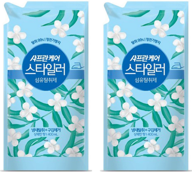 샤프란 케어 스타일러 섬유탈취제 상쾌한향 리필, 400ml, 2개