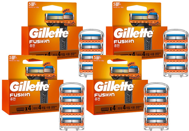 질레트 정품 퓨전 매뉴얼 면도날, 4개입, 4개