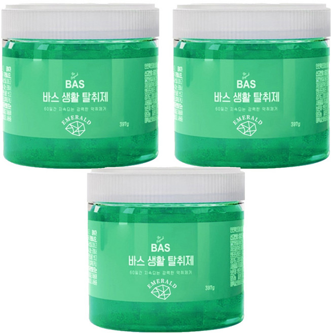 BAS 에메랄드 생활 탈취제 본품, 397g, 3개