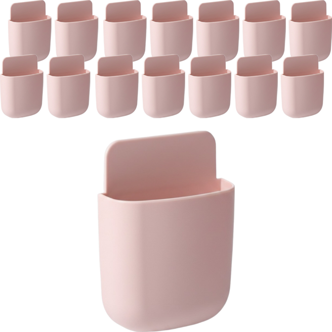 벨로나이트 멀티 선반 수납 거치대 다용도 리모컨 휴대폰 정리함 10.3 x 9 cm, 벚꽃 핑크, 15개