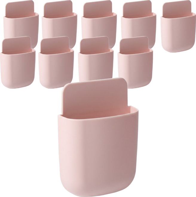 벨로나이트 멀티 선반 수납 거치대 다용도 리모컨 휴대폰 정리함 10.3 x 9 cm, 벚꽃 핑크, 10개