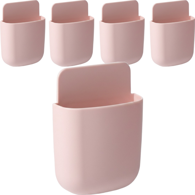 벨로나이트 멀티 선반 수납 거치대 다용도 리모컨 휴대폰 정리함 10.3 x 9 cm, 벚꽃 핑크, 5개