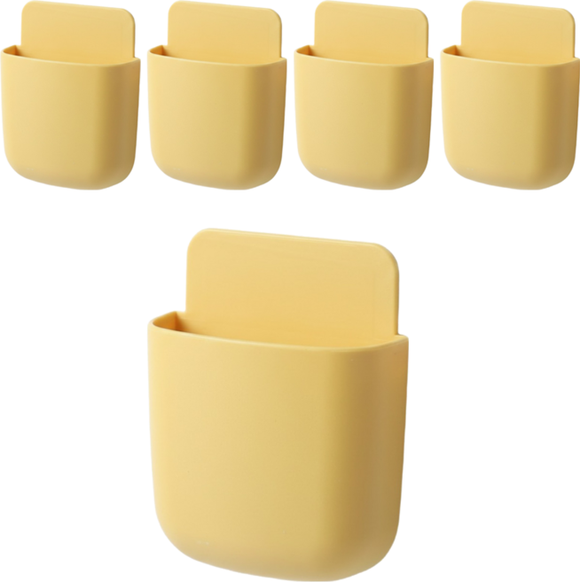 벨로나이트 멀티 선반 수납 거치대 다용도 리모컨 휴대폰 정리함 10.3 x 9 cm, 선셋 옐로우, 5개