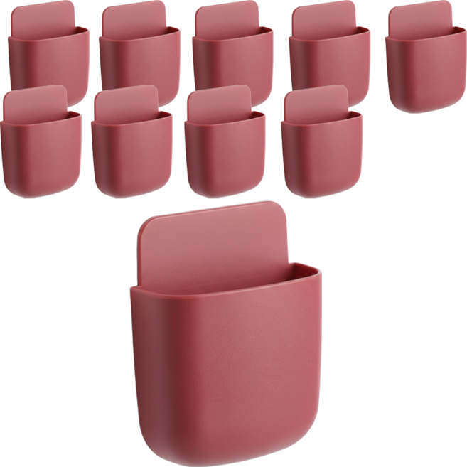 벨로나이트 멀티 선반 수납 거치대 다용도 리모컨 휴대폰 정리함 10.3 x 9 cm, 말린 장미 레드, 10개