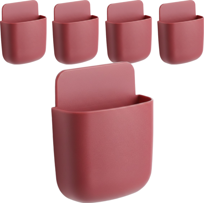 벨로나이트 멀티 선반 수납 거치대 다용도 리모컨 휴대폰 정리함 10.3 x 9 cm, 말린 장미 레드, 5개