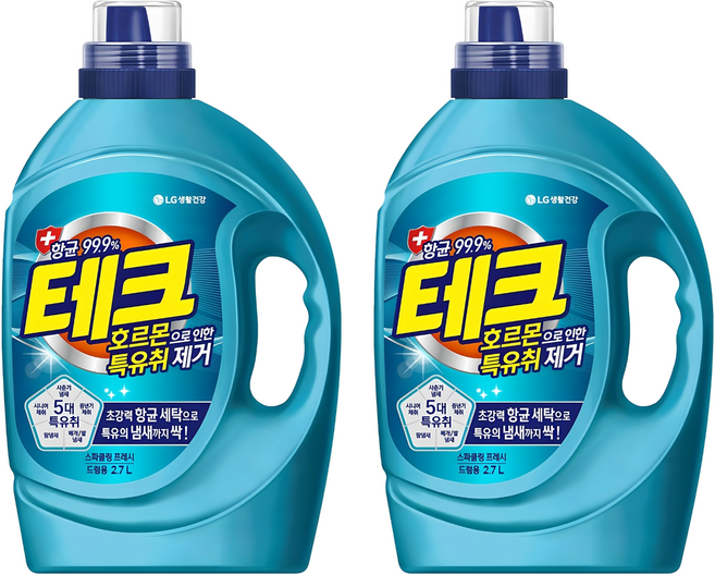 테크 호르몬 특유취 제거 액상세제 드럼용 본품, 2.7L, 2개