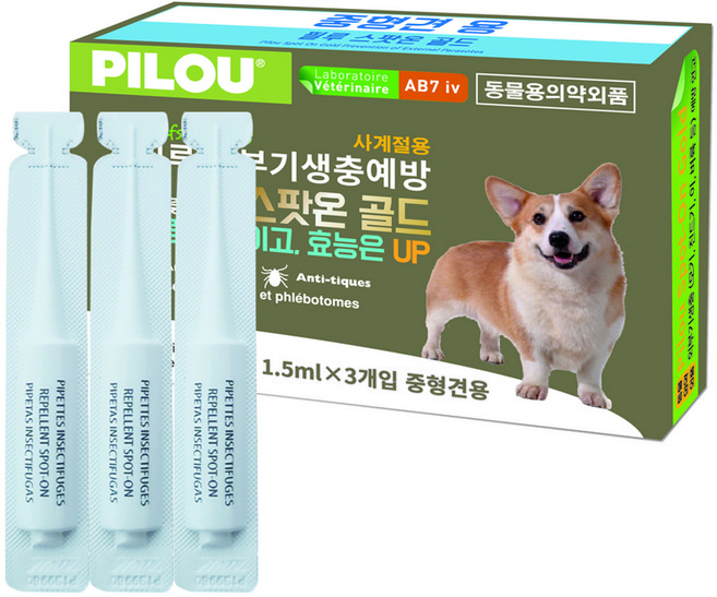 필루 네츄럴 외부기생충 예방 스팟온 골드 중형견, 단일, 1.5ml, 3개