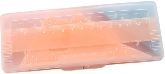 세븐집 파스텔 삼각자 각도기 4종 세트, 오렌지, 1세트