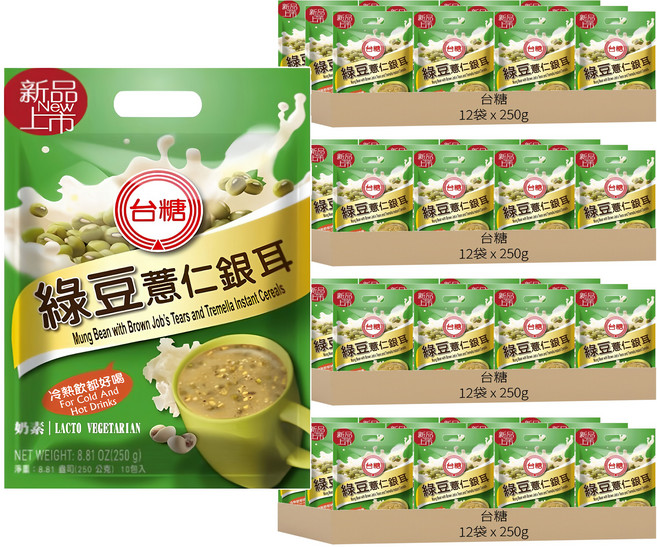 台糖 綠豆薏仁銀耳, 250g, 48袋