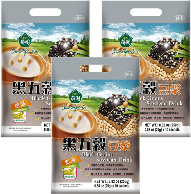薌園 黑五穀豆漿, 25g, 10包, 3袋