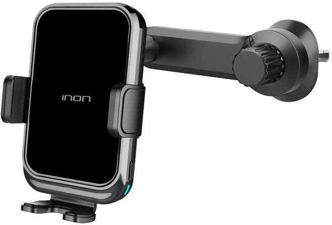 아이논 15W 차량용 듀얼코일 자동 고속 무선 충전 거치대 송풍구형 IN-CW030, 블랙