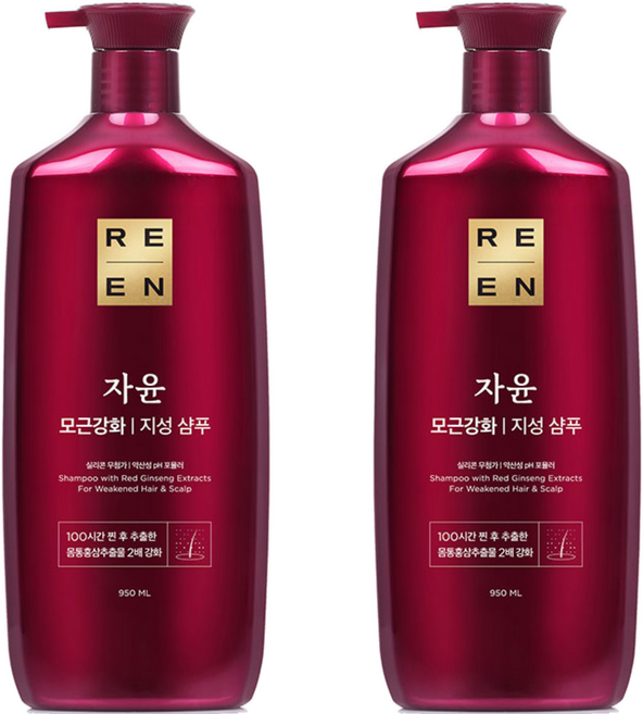 리엔 자윤 모근강화 지성 샴푸, 950ml, 2개