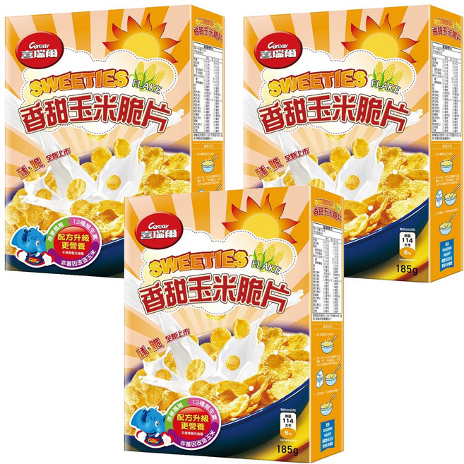 Cerear 喜瑞爾 香甜玉米脆片, 185g, 3盒
