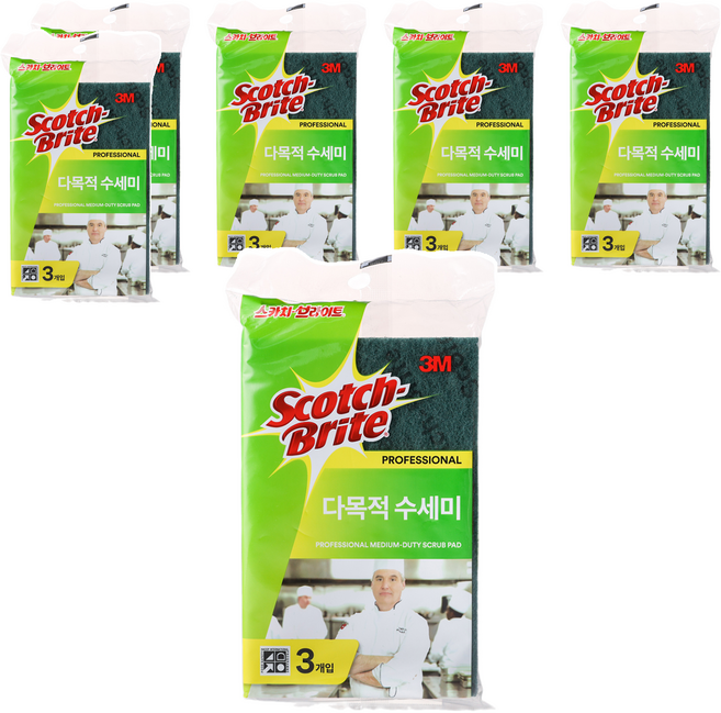 스카치브라이트 프로페셔널 다목적 수세미, 3개입, 6개
