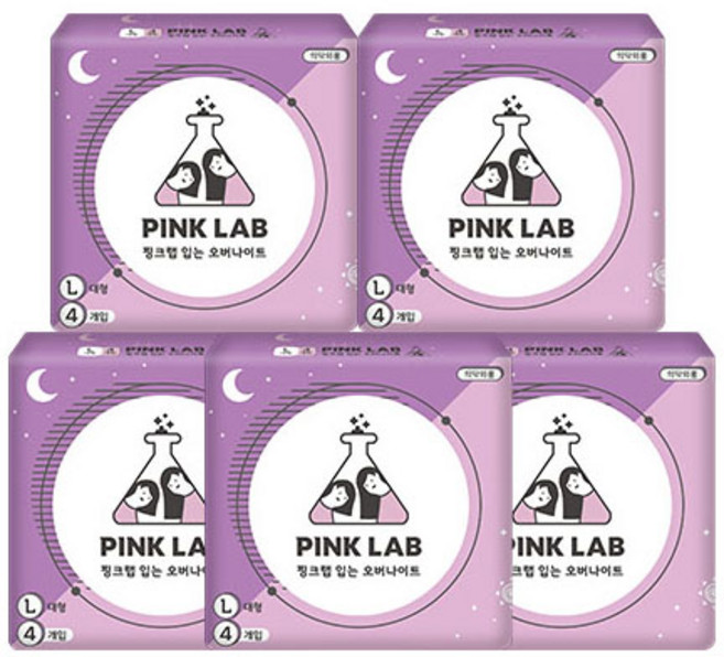 핑크랩 입는 오버나이트 생리대, 팬티형, 4개입, 5개