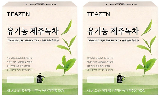 티젠 유기농 제주녹차, 1.2g, 40개입, 2개
