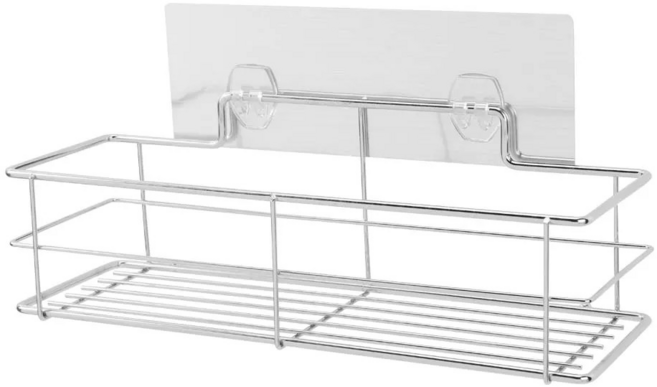 HIKARI 日光生活 魔術無痕貼 廚衛瓶罐置物架 免釘免鑽 不傷牆面 超強貼力 鐵線鍍鉻 適用於玻璃、瓷磚、不鏽鋼、鏡子、冰箱等光滑表面, 銀色, 1個