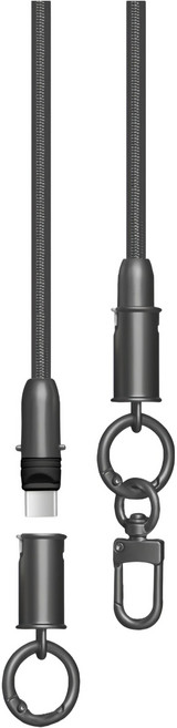 iBRIDGE 編織掛繩急速充電線 IBA009, 140cm, 黑色, 1條