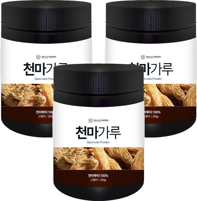 헬로우그린 국내산 프리미엄 분말 천마가루, 250g, 3개