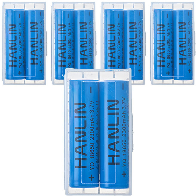 HANLIN充電電池 平頭 18650, 5盒, 2個