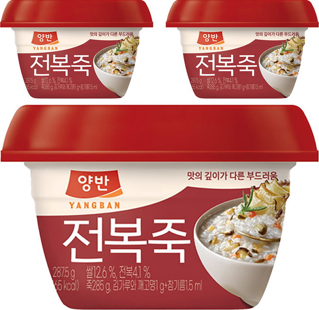 양반 전복죽, 287.5g, 3개