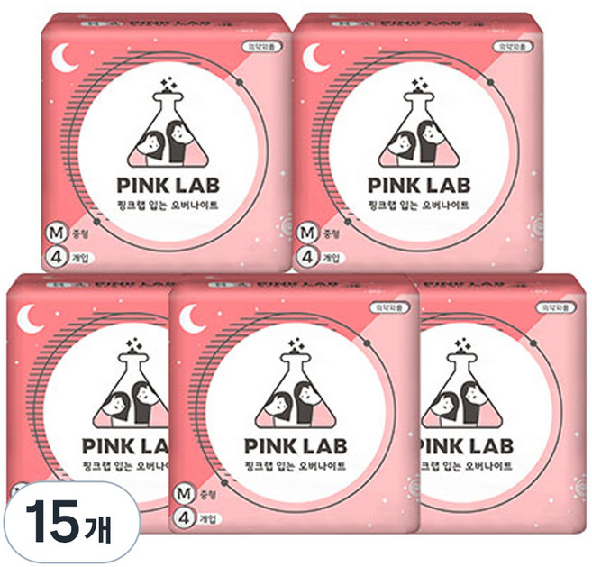핑크랩 입는 중형 생리대 팬티형, 오버나이트, 4개입, 15개