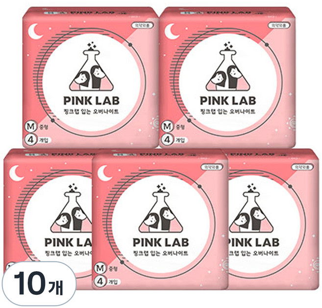 핑크랩 입는 중형 생리대 팬티형, 오버나이트, 4개입, 10개