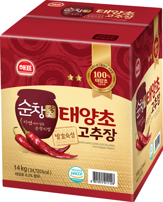 순창궁 태양초 고추장, 14kg, 1개
