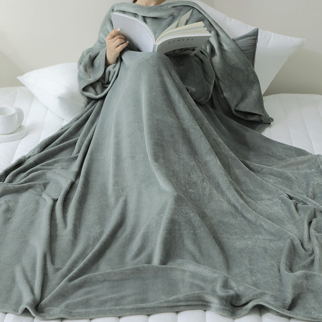 마이웨어 프리미엄 실내 차박 캠핑 극세사 소매 담요