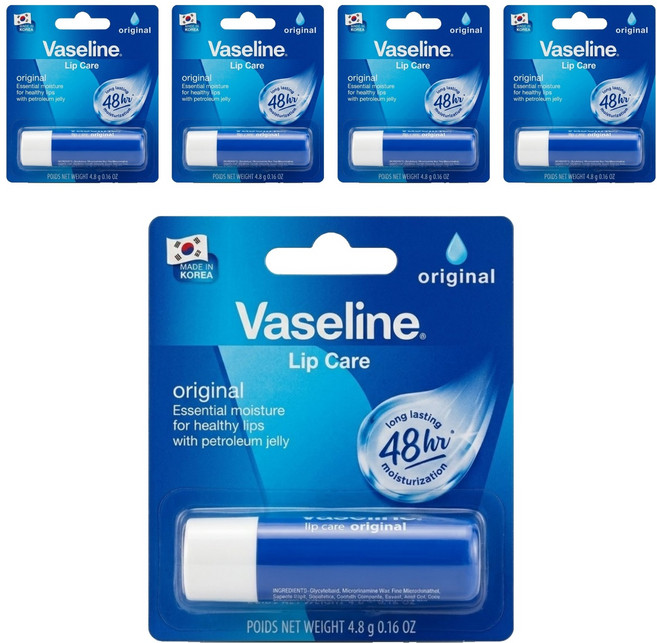 Vaseline 凡士林 護唇膏, 原味無香, 4.8g, 5支