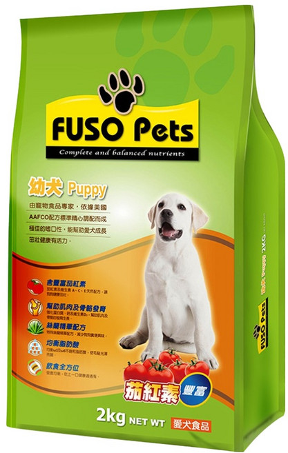 福壽實業 FUSO Pets 幼犬飼料, 玉米 + 糙米 + 雞肉粉 + 牛肉粉, 2kg, 1袋
