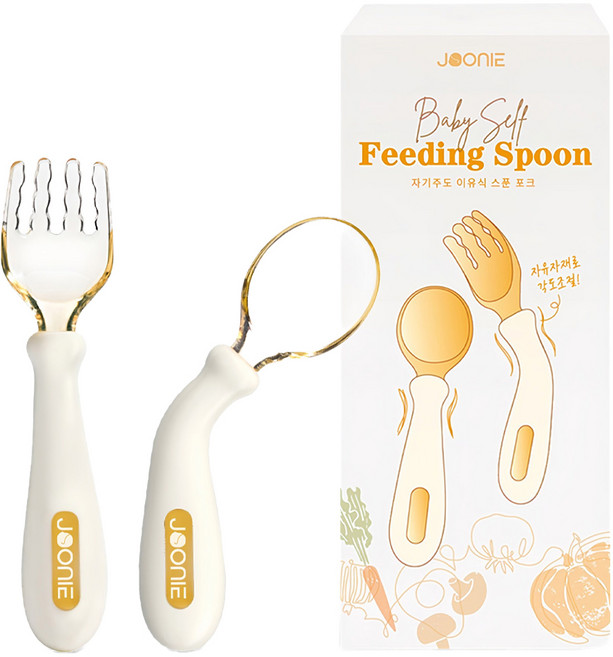주니 자기주도 이유식 유아스푼포크세트, 혼합색상, 1개