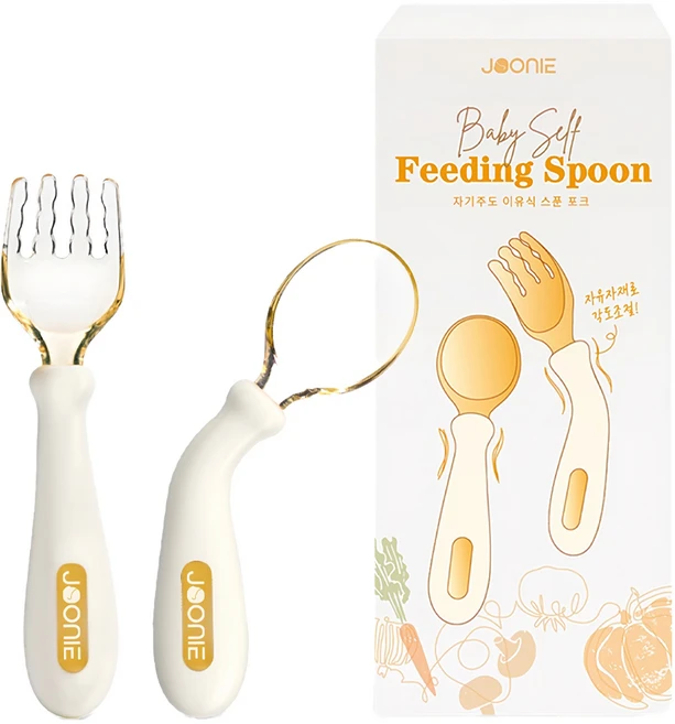주니 자기주도 이유식 유아스푼포크세트, 혼합색상, 1개 - 쿠팡
