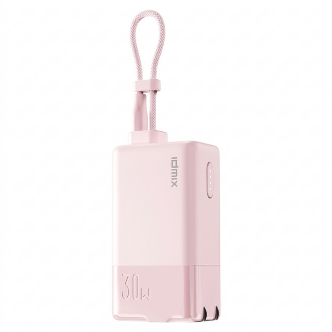 IdmIx MR CHARGER CH10 Chill豆腐 5000mAh 1 Port Built-in Cable 口袋 行動電源 30W Fast Charging Foldable Prongs 粉色