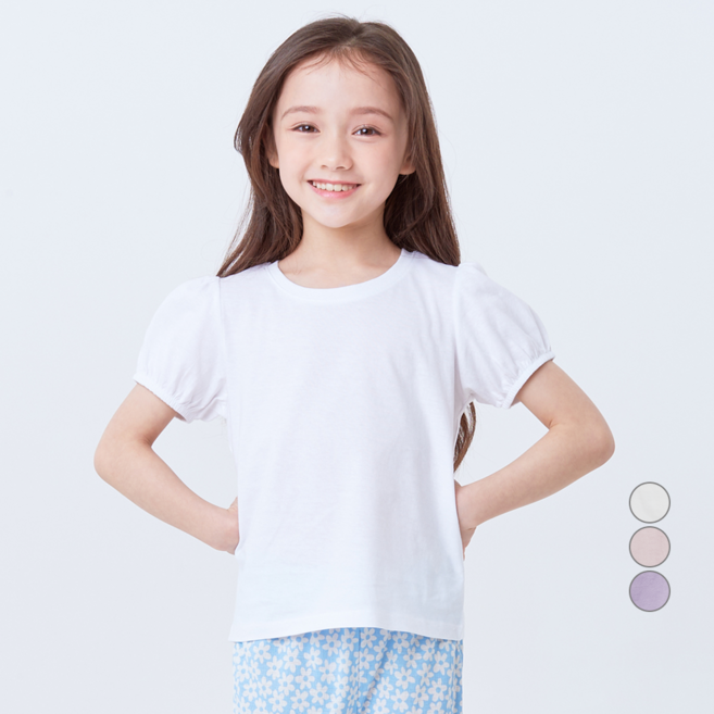 롤리트리 통기성 순면 퍼프소매 반팔 티셔츠