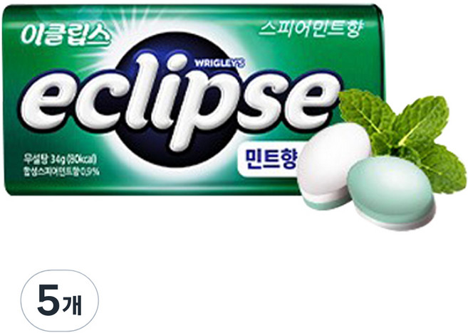이클립스 스피아민트향 캔디, 34g, 5개