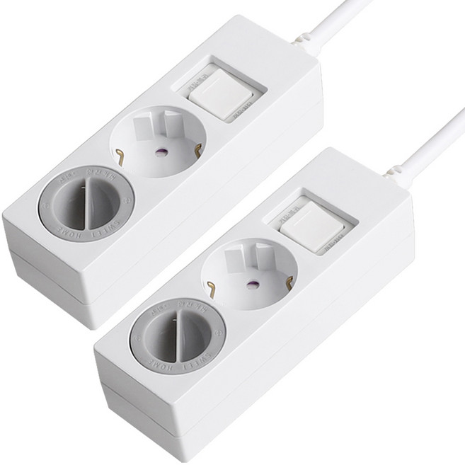 스윗홈 국내생산 과부하차단 절전 멀티탭 2구 + 안전커버 1p, 1.5m, 혼합색상, 2개