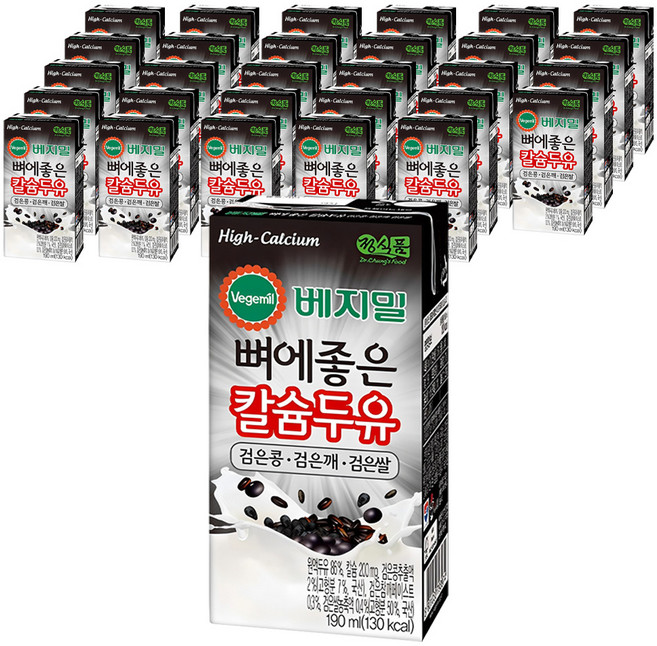 베지밀 뼈에좋은 칼슘두유 검은 콩 깨 쌀, 190ml, 32개