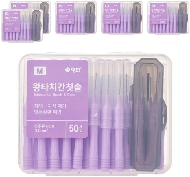 왕타 치간칫솔 M형, 6개, 50개입, 1.2mm