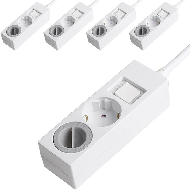 스윗홈 국내생산 과부하차단 절전 멀티탭 2구 + 안전커버 1p, 1.5m, 혼합색상, 5개