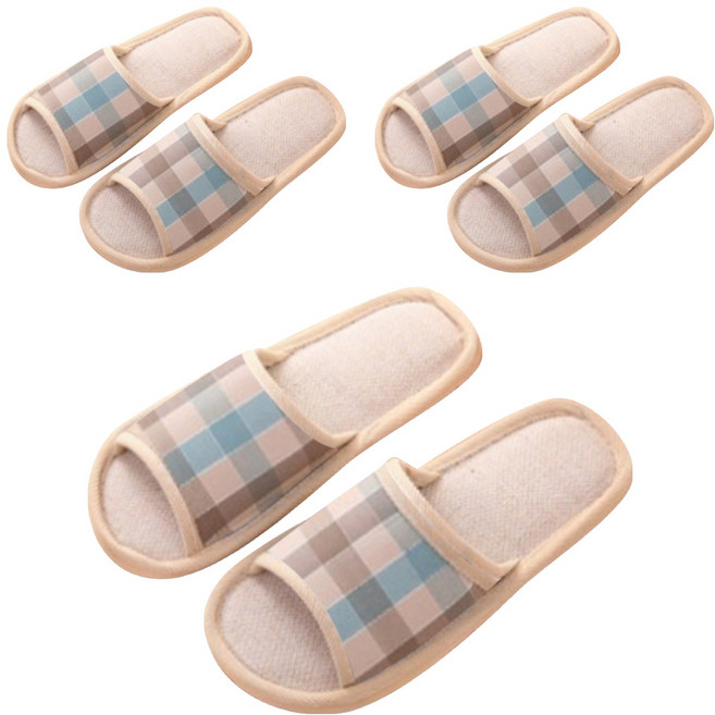 사계절린넨 체크컬러 실내슬리퍼, 스카이, 3개