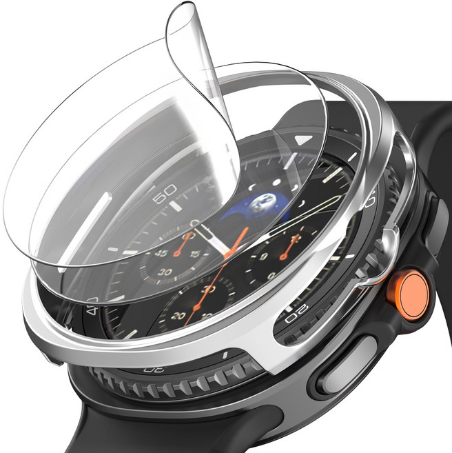 누아트 갤럭시워치 호환 커버 케이스 + 액정보호필름 2p 세트, 실버, 1세트