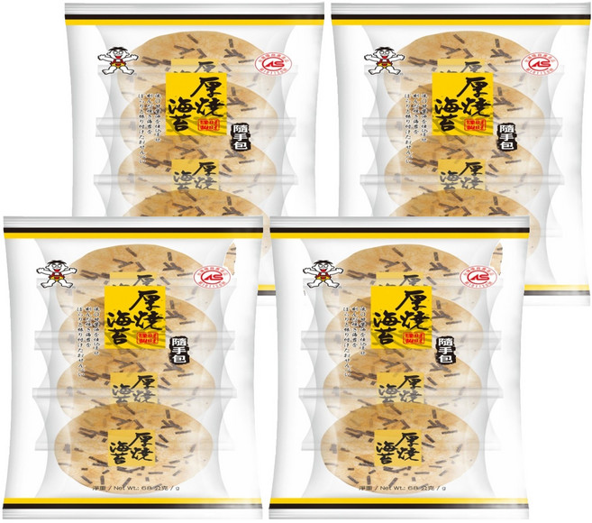 旺旺 米果 厚燒海苔口味, 68g, 4袋