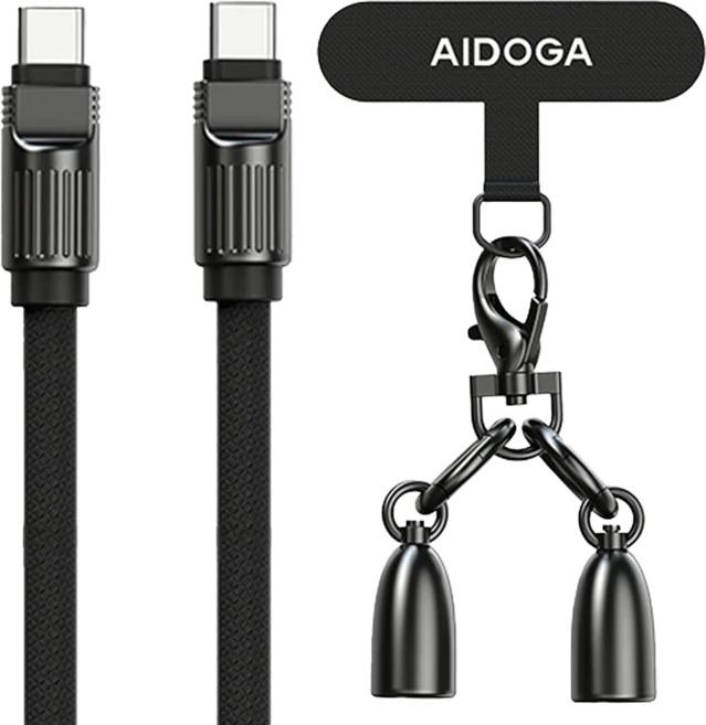AIDOGA 艾迪伽 子彈系列 PD Lightning-Type-C iPhone 快充線, 1.2m, 岩黑色, 1條