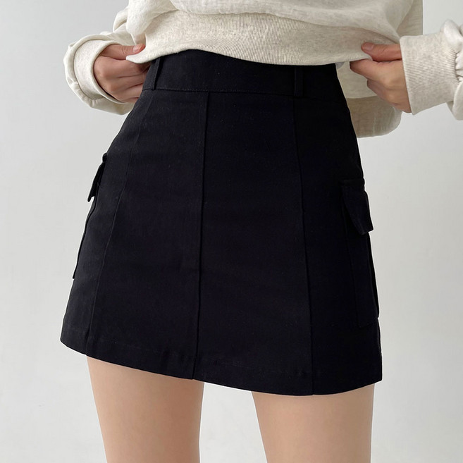 플랜데이 여성용 Y2K A라인 코튼 카고 미니 스커트