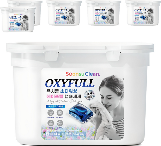 순수크린 옥시풀 소다워싱 에이프릴 캡슐세제, 100개입, 6개