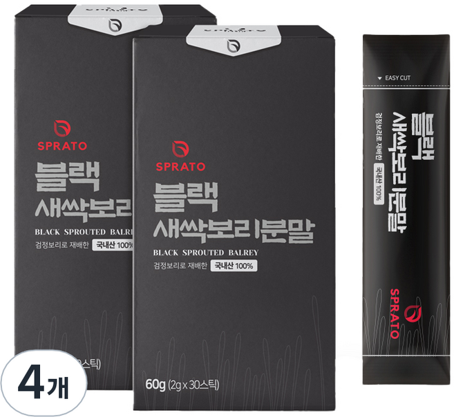 스프라토 블랙 새싹보리 분말 스틱 30p, 60g, 4개