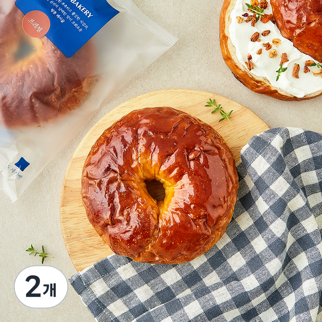 도제식빵 탕종 프레첼 베이글, 90g, 2개, 1개입