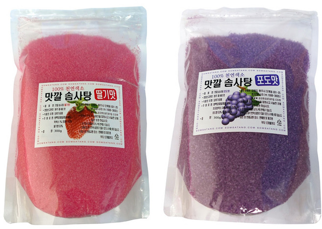 맛깔슈가 가정용 솜사탕기계 전용 맛깔 설탕 30인분 딸기향 + 포도향, 600g, 1세트